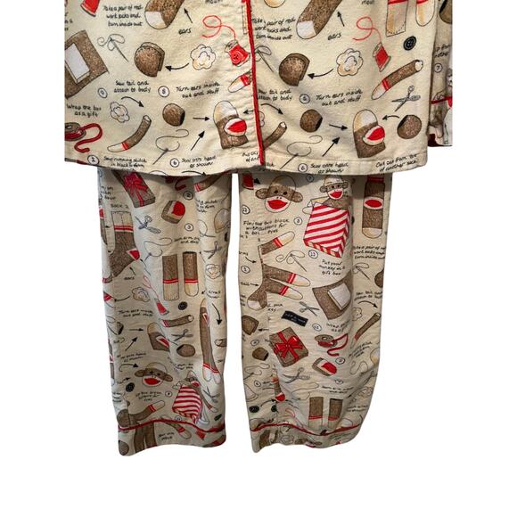 Nick & Nora How To Build A Sock Monkey 2 Piece Pajama Set Size XS ROoMY - Picture 3 of 8